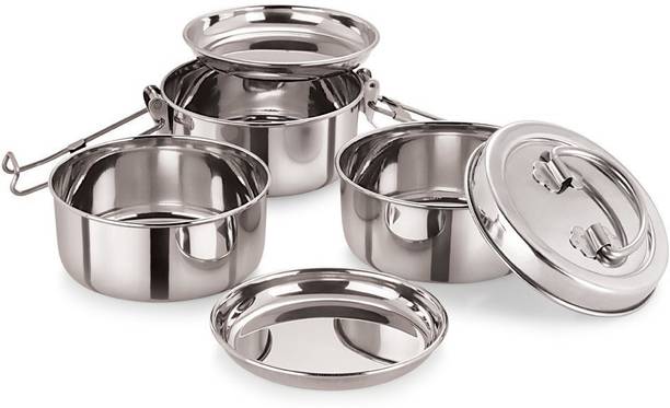नीलम Stainless Steel Tiffin Plate, 8x3 3 कंटेनर लंच बॉक्स