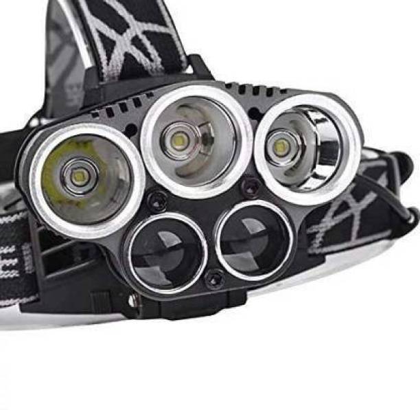 skyunion 5 LED Ultra Bright IPX4 Waterproof head lamp Torch (Black : Rechargeable) Torch
