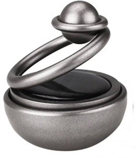 Selifaur Car Dashboard Auto Rotation Double Ring Solar Air Freshener Silver Diffuser Set Plastic Boll Silver Air Freshener