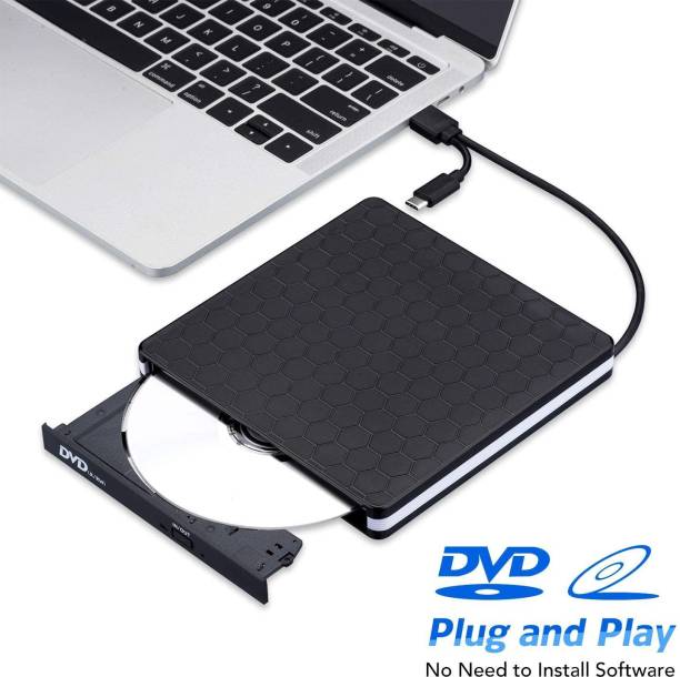 Jihaan DVD Drive USB 3.0 Type-C CD DVD +/-RW Optical Drive USB C Burner Slim CD/DVD ROM External DVD Writer