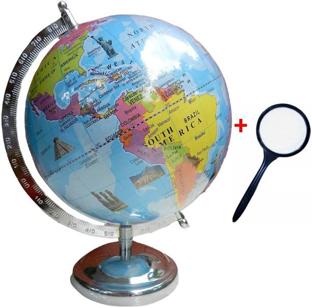 GeoKraft Educational Globe with Famous Monuments 8 Inch Laminated Desk & Table Top Political World Globe