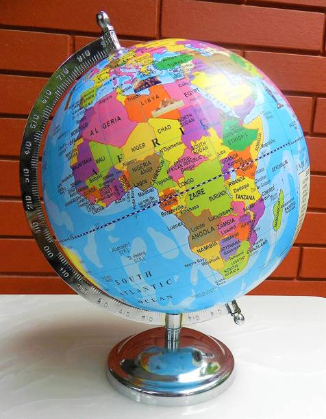 iQKids Laminated Steel Finish 8 inches Desk and Table top Political, Cartography World Globe