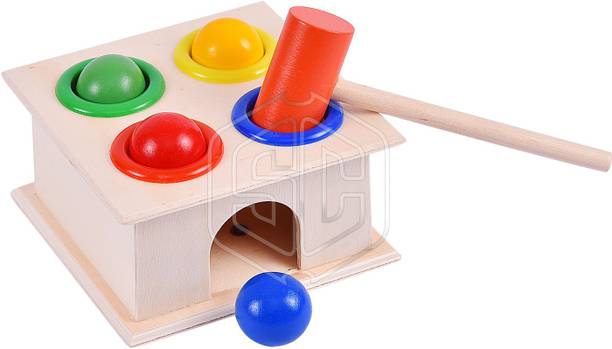 Smartcraft Wooden Hammer Ball Knock Pounding Bench with Box Case Educational Toy