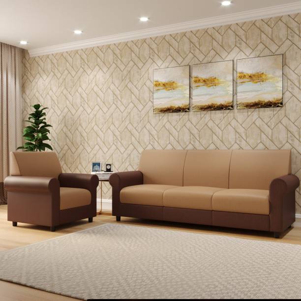 WESTIDO Emporio Fabric 3 + 1 Cream Brown Sofa Set