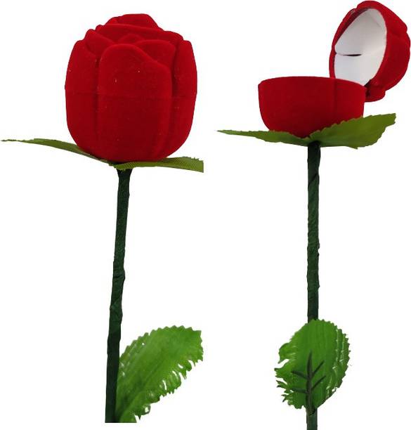 Pravi Arts Pack of 2 Red velvet rose engagement proposal Ring Case Vanity Box