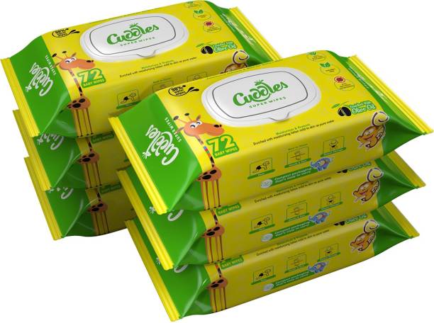 Cuddles SUPER WIPES Baby Cleansing Wipes with Aloevera, Olive Oil and Vitamin-E