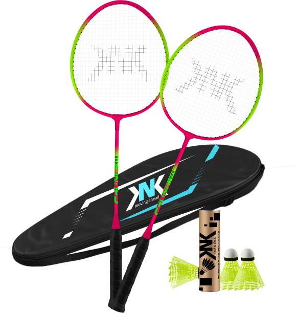 KNK Aluminium Badminton Racquet Set Of 2 With Badminton Cover 3 Piece Nylon Shuttle Badminton Kit