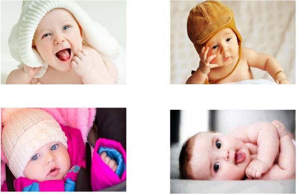 Cute New Born Babies - Creatick Studio Design|Set Of 4 Posters | Unframed (30 Cm X 45 Cm)DD147 Photographic Paper
