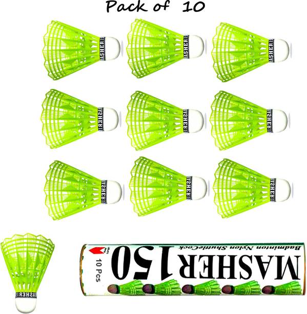 Hipkoo Masher 150 Badminton Shuttlecock {pack of 10} Nylon Shuttle  - Green