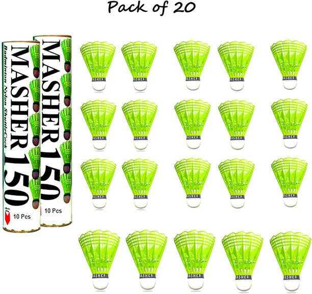 Hipkoo Masher 150 Badminton Shuttlecock {pack of 20} Nylon Shuttle  - Green