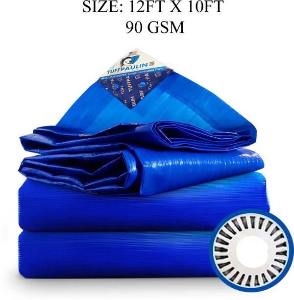 TUFFPAULIN 12FT X 10FT 90 GSM Blue Tarpaulin Tent - For Truck body, Car, Bike, Grain Covers, Pond Liners