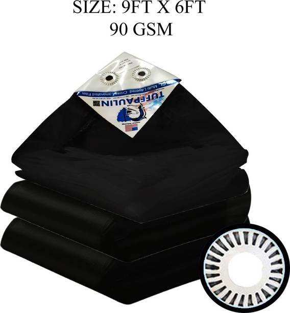 TUFFPAULIN 9FT X 6FT 90 GSM Black Tarpaulin Tent - For Truck body, Car, Bike, Grain Covers, Pond Liners