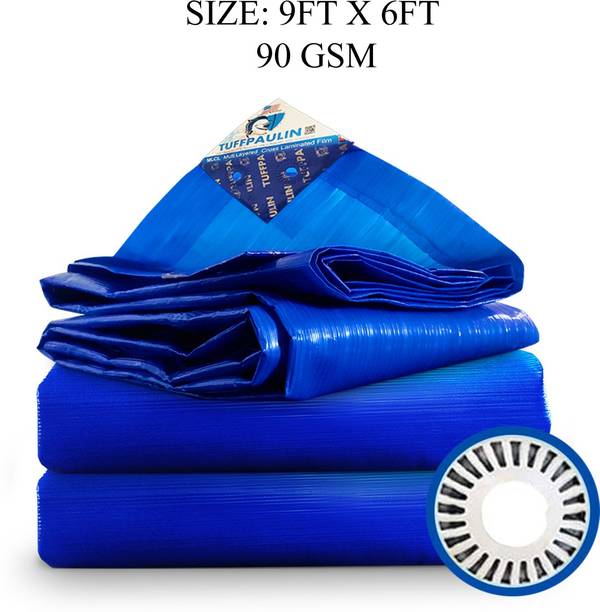 TUFFPAULIN 9FT X 6FT 90 GSM Blue Tarpaulin Tent - For Truck body, Car, Bike, Grain Covers, Pond Liners