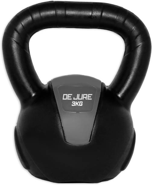 DE JURE FITNESS PVC Kettle Bell for Strength and Cardio Training for Men & Women 3kg Grey Kettlebell