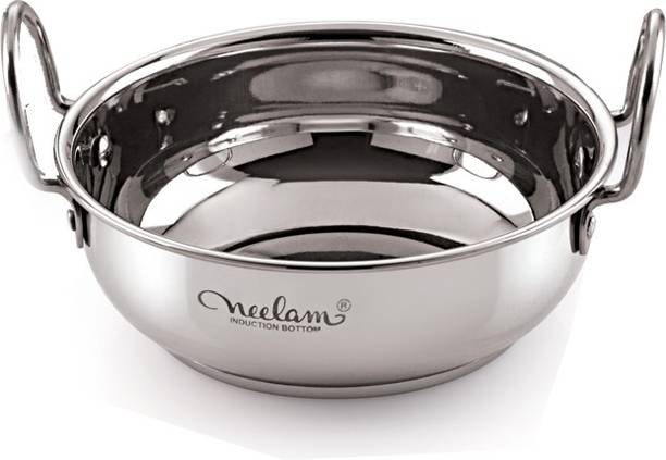 NEELAM Stainless Steel 14 (22G) Induction Bottom Kadai, 2500 ML 23.5 cm