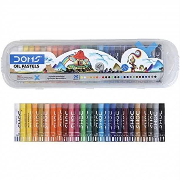 DOMS 25 Shades Oil Pastel Plastic Pack (Set of 1, Multicolor)