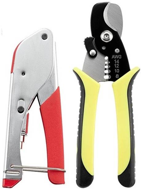 uptodatetools RG59/RG6 F Connector Compression Connector Crimping Tool Cable Wire Insulation Stripper Cutter Tool Wire Cutter