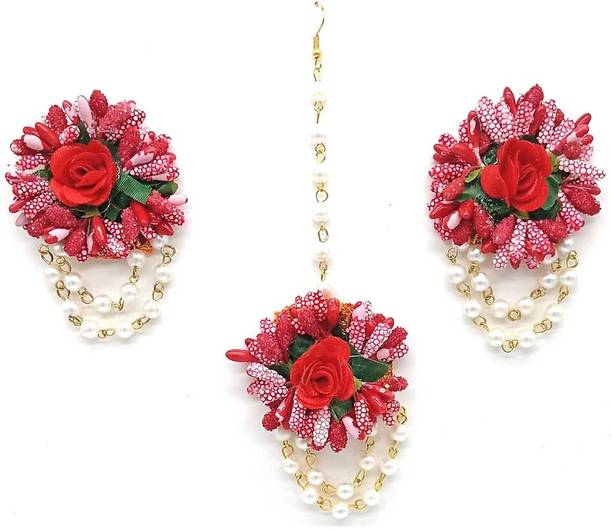 Riya Handcraftejewelry Fabric Red Jewellery Set