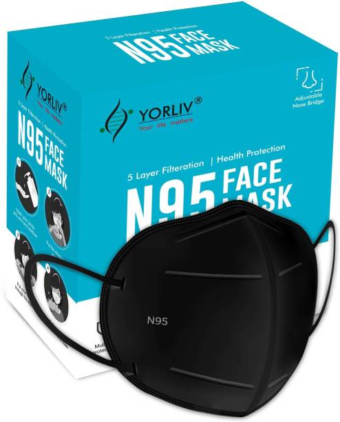 YORLIV 50 Pcs. N95 Reusable & Washable, ISO Certified, Black, Anti Pollution Face Mask N95 Mask Reusable, Washable, Water Resistant