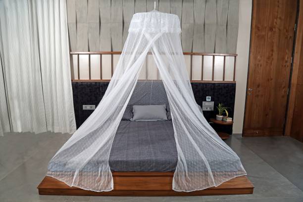 क्लासिक मोस्क्विटो नेट Jacquard Round ceiling hanging net for Double, King size, Queen Size Bed (60*285*1200) पॉलिएस्टर एडल्ट के लिए बनाया गया मॉस्कीटो नेट