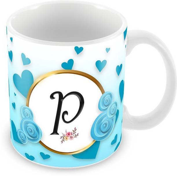 ट्यूलप Alphabet "P" Printed Design of सिरेमिक मग