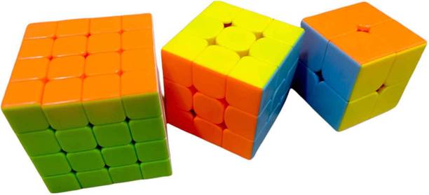 RVM Toys 3 in 1 Rubik Speed Cube Stickerless One Hand Movement Puzzle Set(2X2)(3X3)(4X4)
