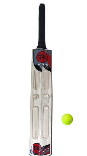 Traders Scoop bat red Tennis Ball-No Leather Ball Poplar Willow Cricket bat with ball Poplar Willow Cricket  Bat
