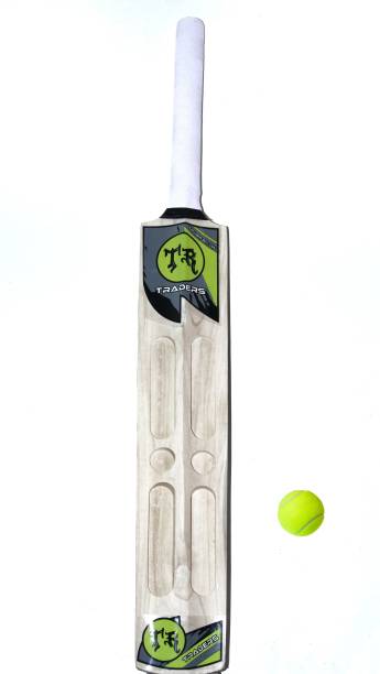 Traders Scoop bat green Tennis Ball-No Leather Ball Poplar Willow Cricket bat with ball Poplar Willow Cricket  Bat