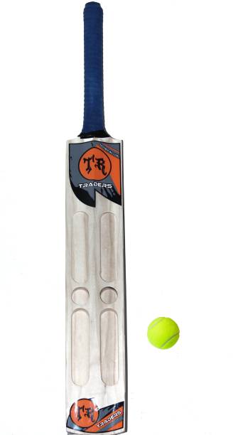 Traders Scoop bat oringe Tennis Ball-No Leather Ball Poplar Willow Cricket bat with ball Poplar Willow Cricket  Bat