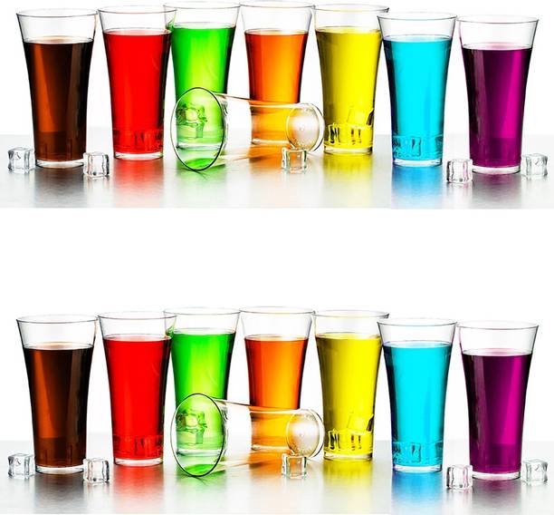 सेंट्रीकस Plastic Water Juice Wine Beer Glass Set Of 16 ग्लास सेट