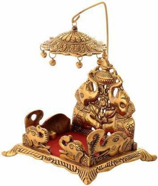 Maa bhagwati traders Singhasan for Laddu Gopal/Bal Gopal in Metal Gold Oxidized Finished Laddu Gopal Metal Home Temple