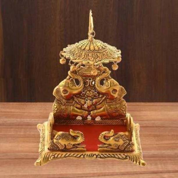 Maa bhagwati traders Singhasan for Laddu Gopal/Bal Gopal in Metal Gold Oxidized Finished Laddu Metal Home Temple