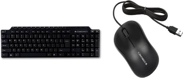 ZEBRONICS Km2100 keyboard, Comfort Mouse Wired USB Standard Desktop Keyboard Compatible with Desktop, Laptop, Mac