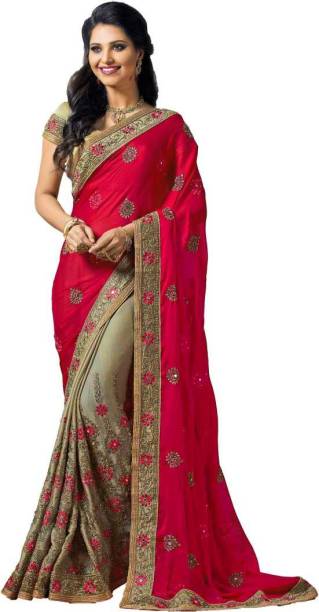 Embellished Bollywood Silk Blend, Chiffon Saree Price in India