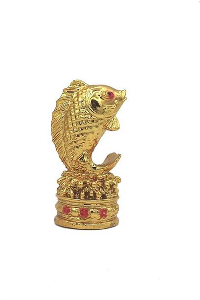 Tej Gifts Feng Shui Golden Fish Strong Wealth Symbol & Protects Mishaps, Vastu Products Decorative Showpiece  -  8 cm