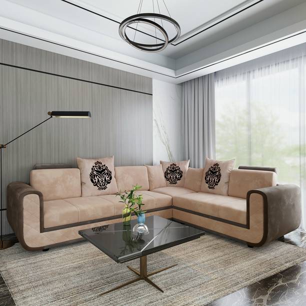 Bharat Lifestyle 777 L Shape Fabric 6 Seater  Sofa
