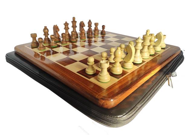 Cloudwalk 16" Rose Wood Chess Set with Staunton Chessmen for Players|Lacquer Finish| Strategy & War Games Board Game