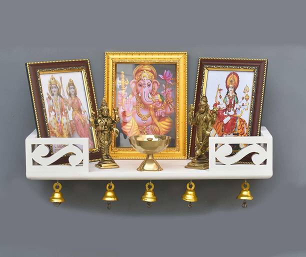 woodinto Wooden Home Temple/Wall Shelf/Pooja Mandir / Pooja Stand / Wooden MandiR MDF (Medium Density Fiber) Wall Shelf