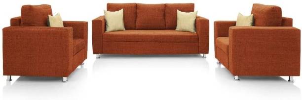BUILDbox Fabric 3 + 1 + 1 Orange Sofa Set
