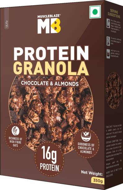 MuscleBlaze Protein Granola, Breakfast Cereals, Chocolate & Almonds, 350 g Box