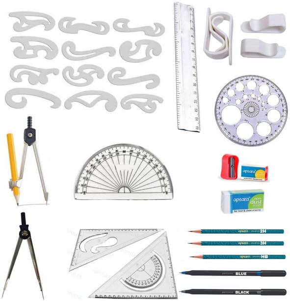 Book birds Engineering drawing instruments- french curves, pro circle, setsquares Drafting Kit