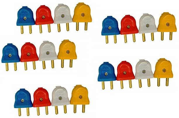 Flysmart ABS/Polycarbonate 2 Pin Male Plug Top (Red,Pack of 20) Plug Pin