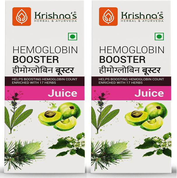 Krishna's Herbal & Ayurveda Hemoglobin Booster Tonic | Enhances Hemoglobin | Manages Healthy Heart and Cholesterol | High in Nutrients and Antioxidants | 500 ml Each | Pack of 2