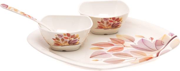 BATANIYA Pack of 4 Melamin Brown Leaves 4 pcs dinner set Dinner Set
