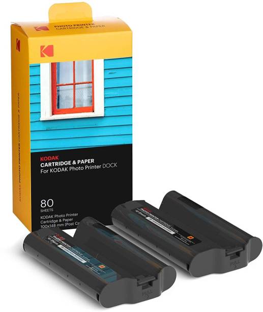KODAK Cartridge Refill and Photo Paper 4 x 6" (80 sheets) compatible with Dock Plus Photo Printer