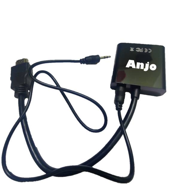 ANJO  TV-out Cable HDTV/HDMI to VGA (15 Pin) Converter Adapter with Aux/Audio Cable, Support 1080P/3D/4K, Male to Female, Full Copper for TV, PC, Laptop, Computer, Mac, Gaming, Projector Display etc. (Black Colour)