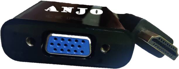 ANJO  TV-out Cable High-Speed HDTV/HDMI to VGA (15 Pin) Converter Adapter Support 1080P/3D/4K, Male to Female, Full Copper for TV, PC, Laptop, Computer, Mac, Gaming, Projector Display etc. (Black Colour)