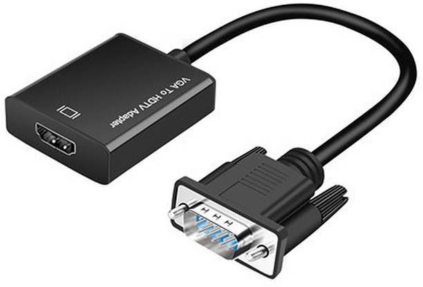 microware  TV-out Cable VGA to HDMI Converter Adapter with Audio for Connecting VGA Male to HDMI Female