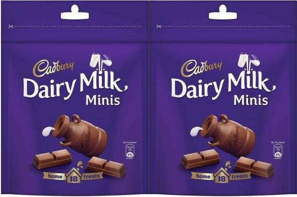 Cadbury DAIRY MILK MINIS HOME 18 TREATS (2X126 G), 252 GM PACK OF 2 BARS Bar