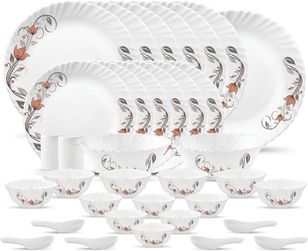 LAOPALA Pack of 35 Opalware scralet blooms Dinner Set